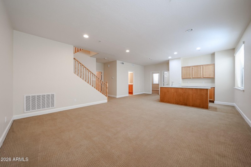 Basement living room and kitchenette