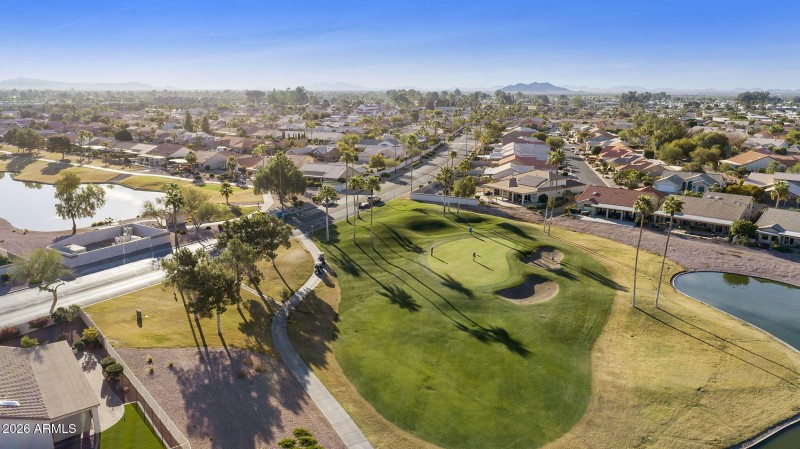 Aerial golf course view