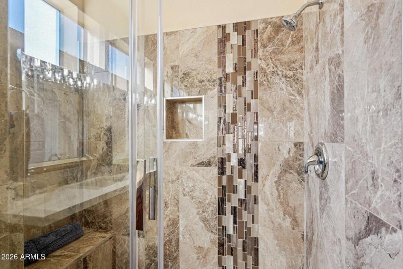 Tiled Shower with Glass Doors