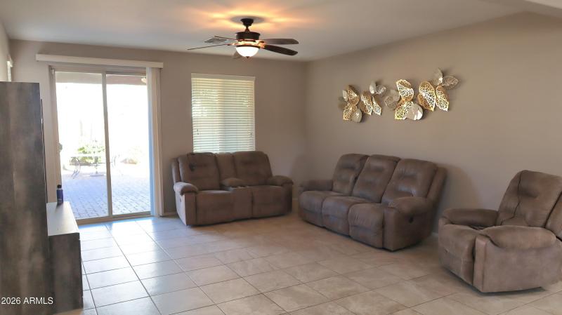 Large Living Area with Ceiling Fan