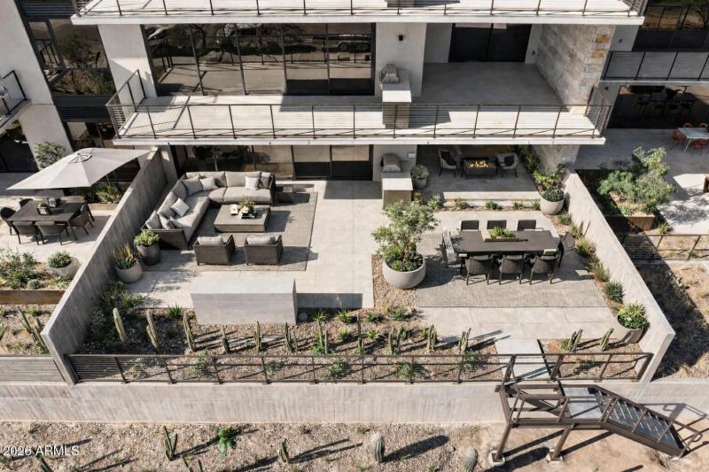 Private Patio Rendered to Show Furniture