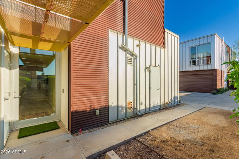 Main entry with very lge glass door