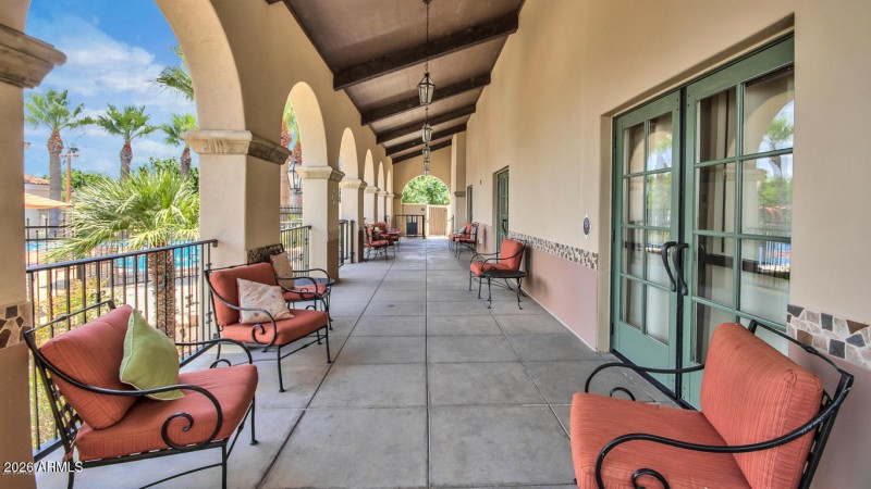 Village Club sitting area by pool