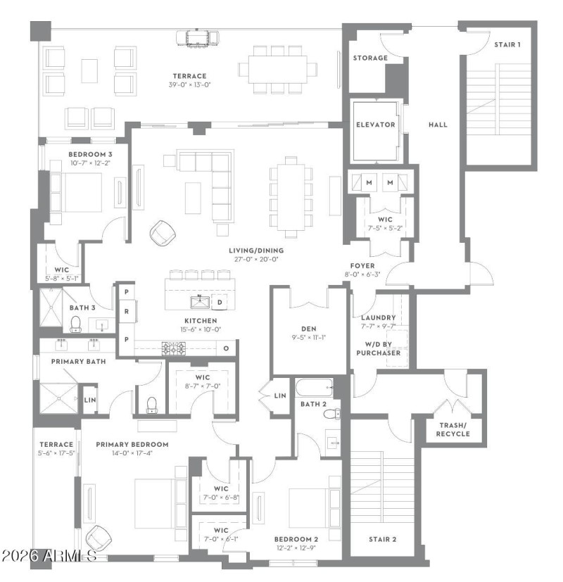 Floor plan (den left open option)