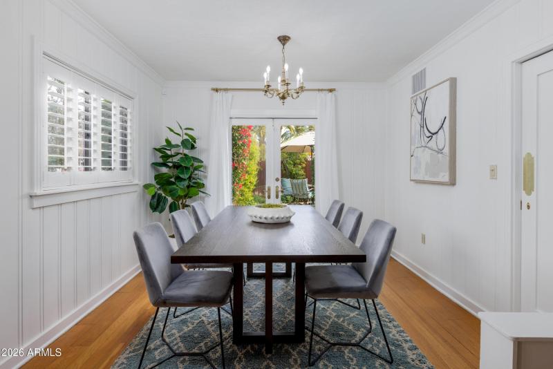 Formal dining w/ French doors to back