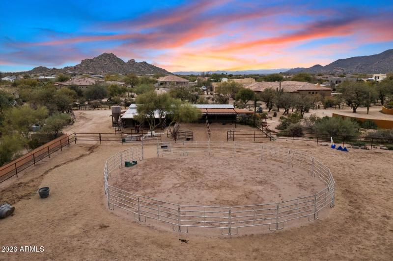 Arena, Corrals, And Mountain Views