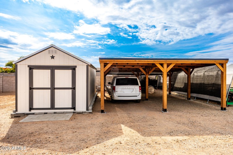 Covered Carport and Shed