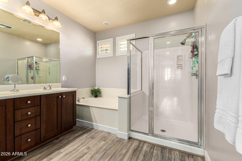 Separate shower and tub