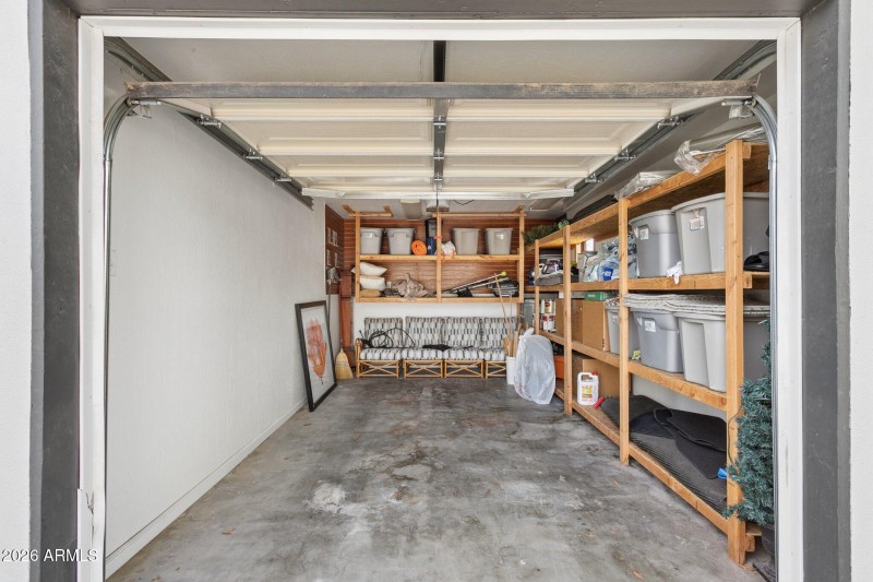 Inside detached garage
