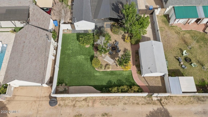 Aerial of rear yard