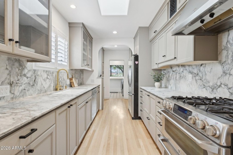 Remodeled kitchen with dolamite counters