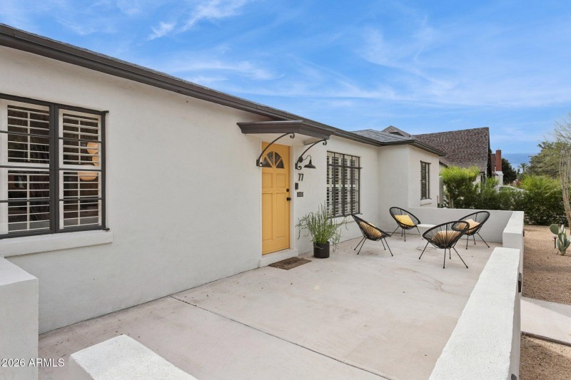 Patio runs length of home