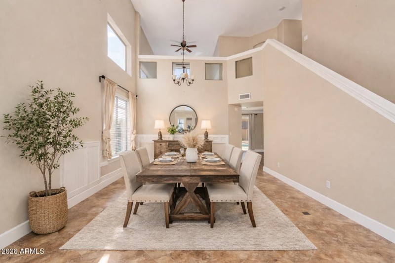 Rustic dining room with modern accents