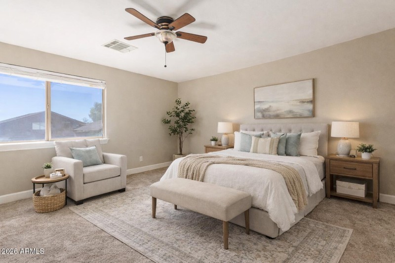 Serene bedroom with neutral tones