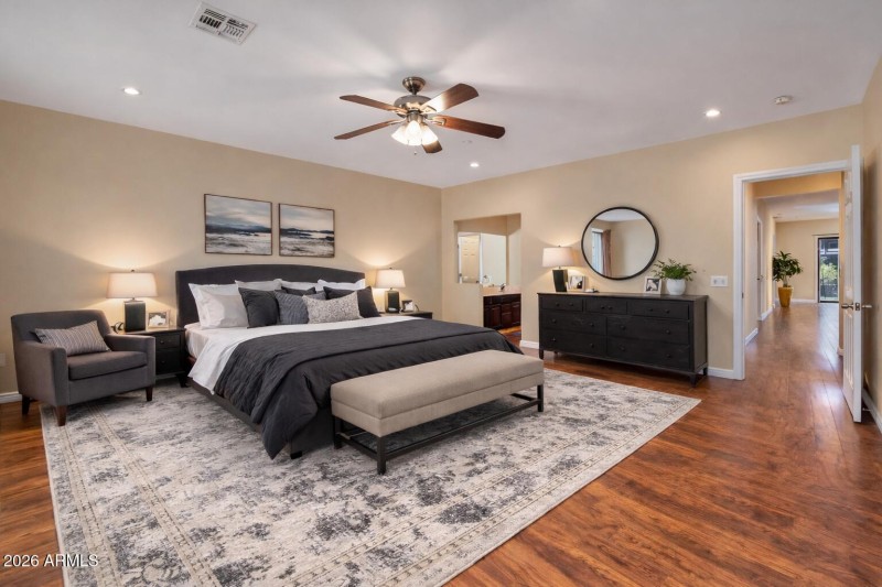 staged master bedroom