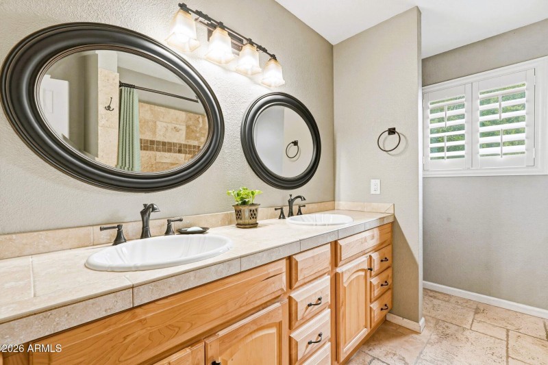Hall Bathroom with Two Sinks
