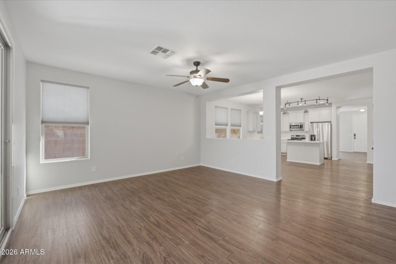 Family room into kitchen