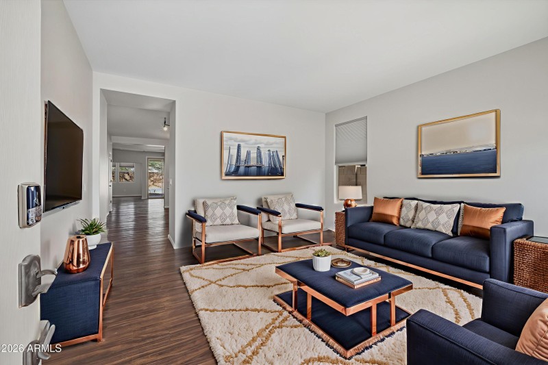 Virtually staged-living room