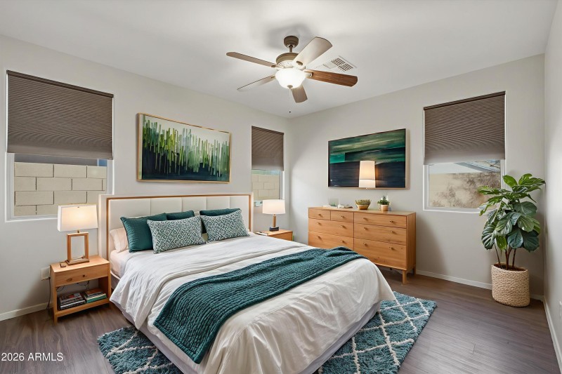 Virutally staged-primary bedroom