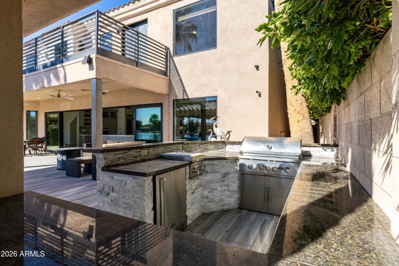 Outdoor kitchen with drink fridge