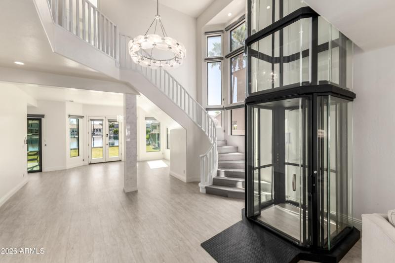 Sleek glass elevator