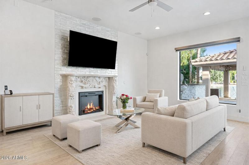 Family room with fire place