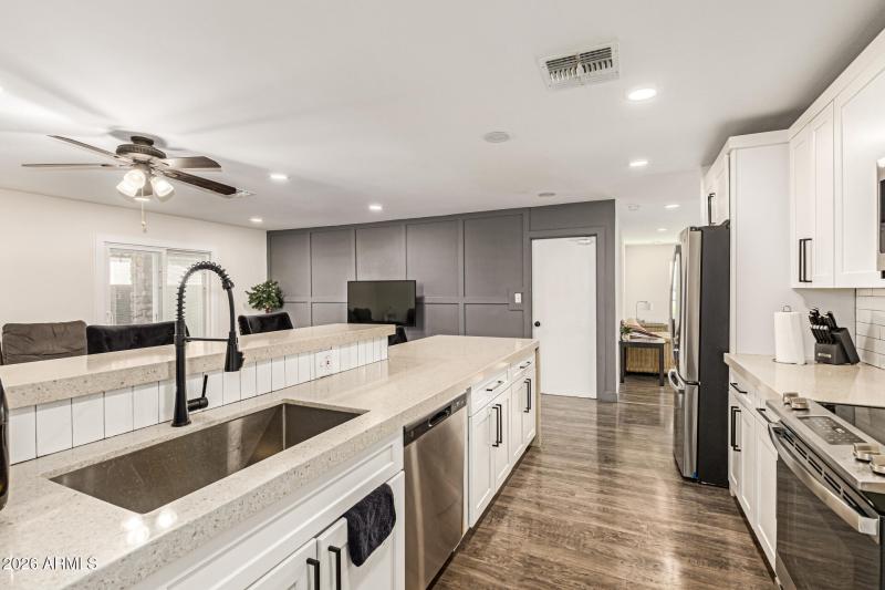 Kitchen with Quartz countertops
