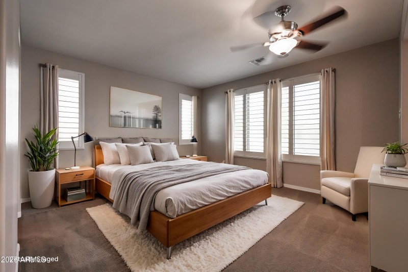 Virtually Staged Primary Bedroom