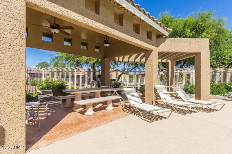 Covered area by community pool