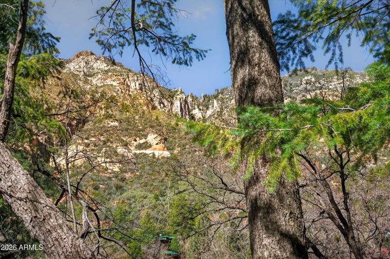 Canyon rising up to north