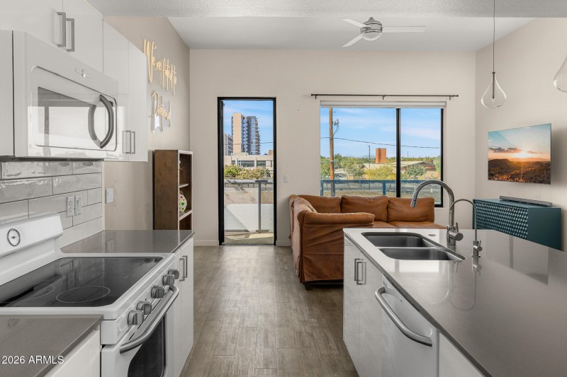 Kitchen and Living Area with views