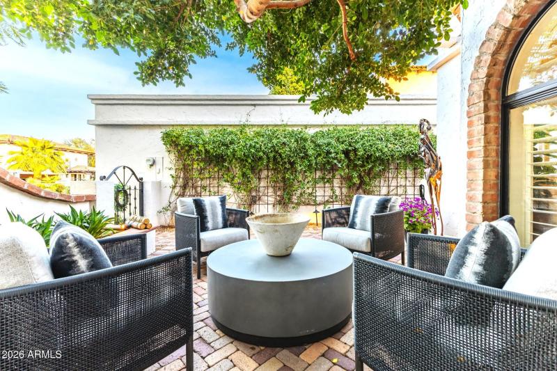 Quaint Front Courtyard Sitting Area