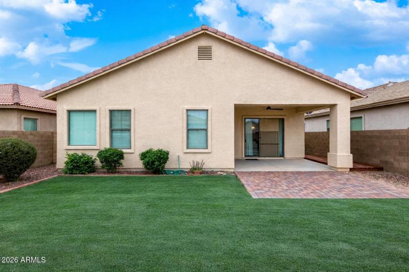 Backyard patio on a sunny day