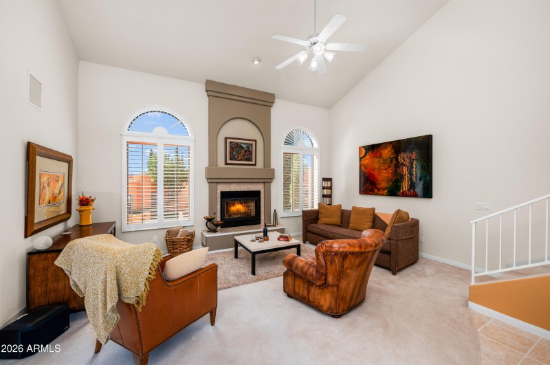 Living Room With High Ceilings