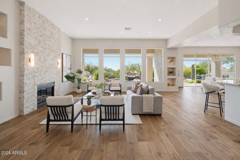 living room with wood floors