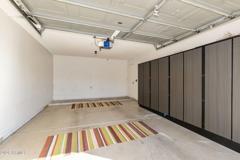 Garage with Built-In Storage Cabinets