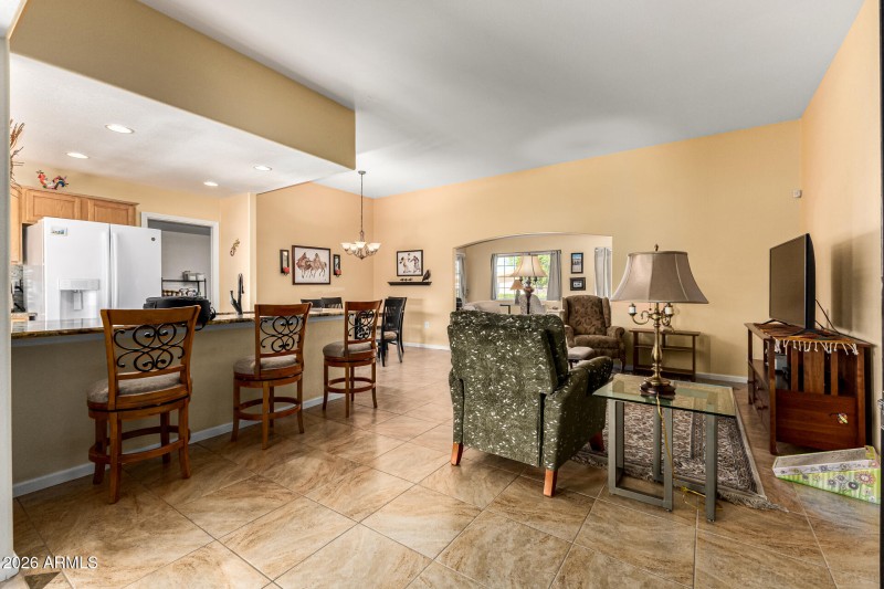 High Ceilings & tile living room