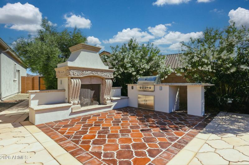 Outdoor Fireplace and Built in BBQ