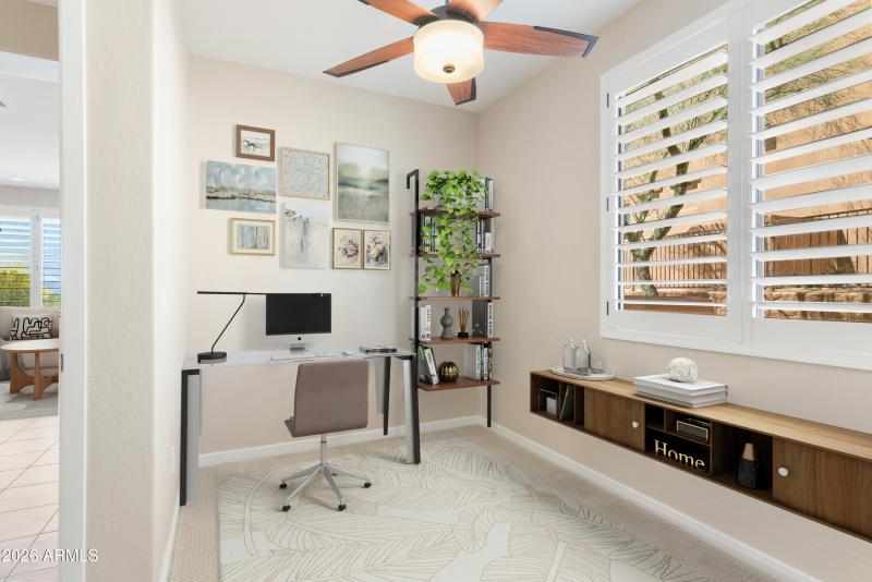 Primary Bedroom office alcove staged