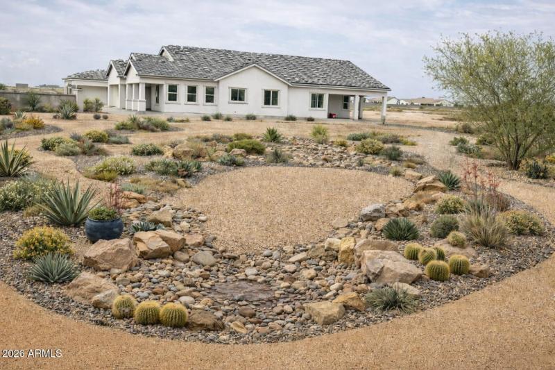 Suburban house with desert landscaping