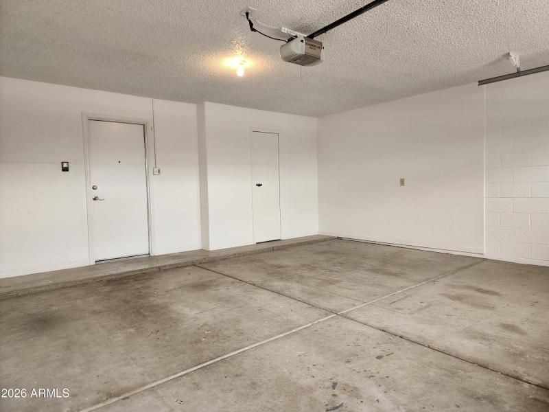 Garage has water heater room