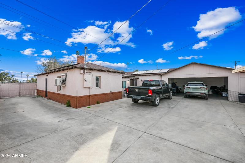 Two car garage around back