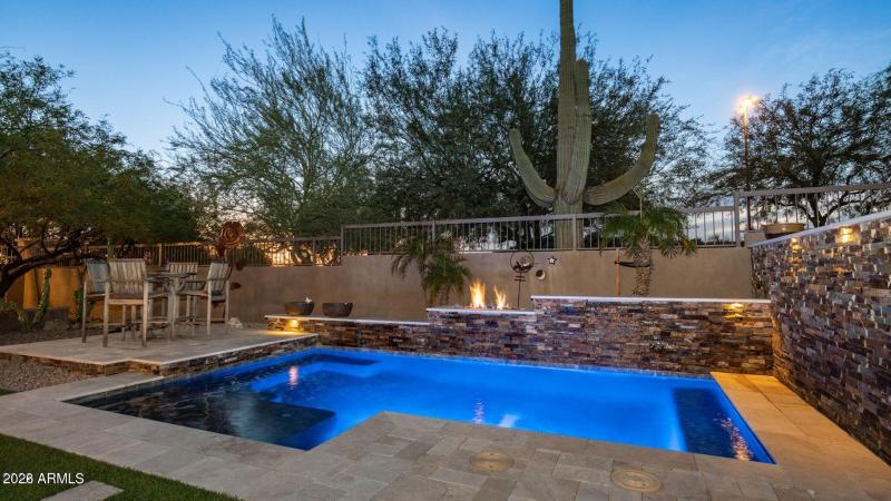 Tyndall pool and fireplace