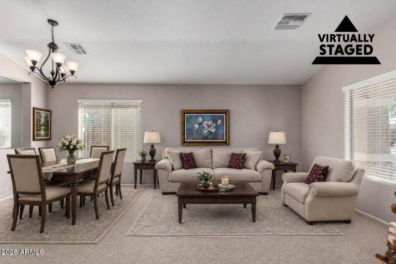Virtually Staged Front Living/Dining