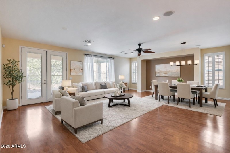 VIRTUAL STAGED - Living Room and Dining