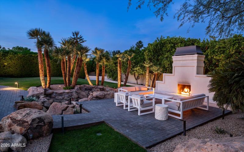 Outdoor Fireplace & Seating Area