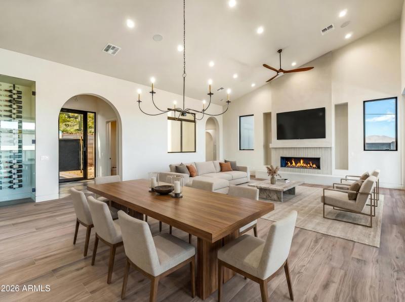 Digitally staged dining and living room
