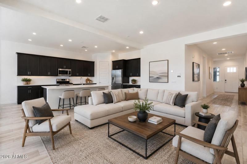 open living and kitchen