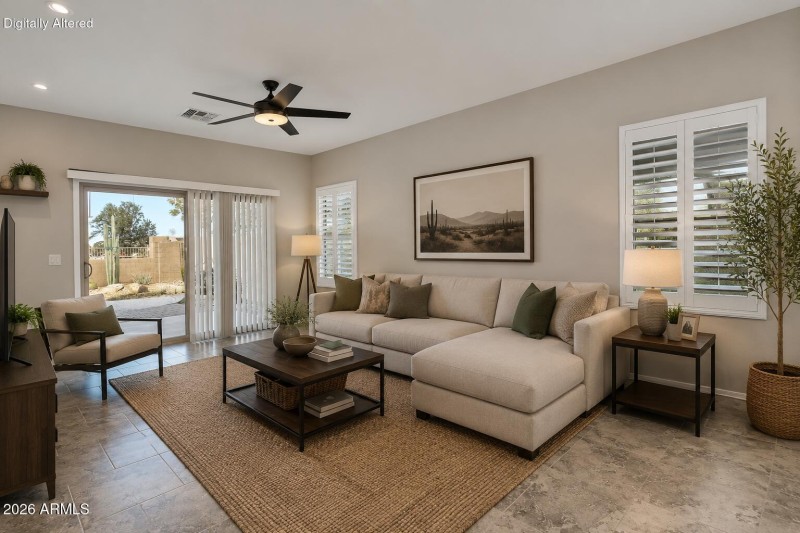 Virtual staged living room