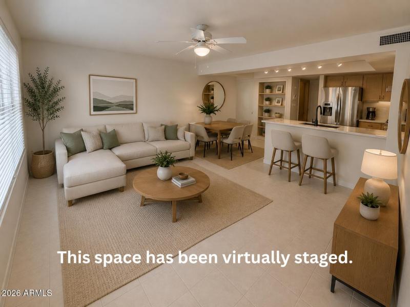 Virtually staged Living space